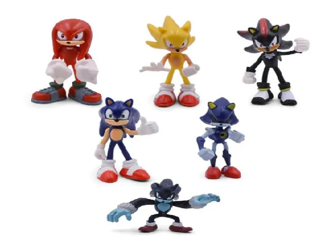 Miniaturas Turma Sonic (Shadow) Kit com 6 Peças Novo Barato 