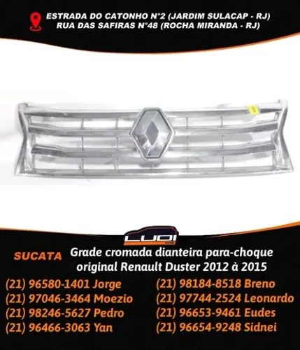 Grade cromada dianteira para-choque original Renault Duster 2012 à 2015