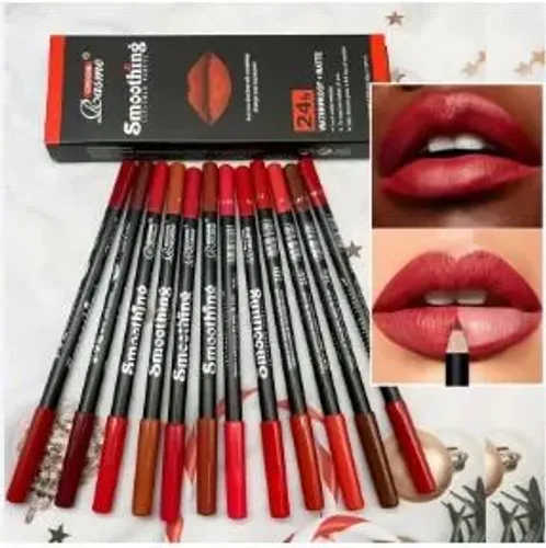 Kit 12 Lápis para Lábios - Smoothing lip liner set -  Cores vibrantes e longa duração