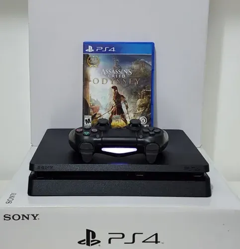 PS4 Slim 1TB c/ GARANTIA-Temos LOJA FÍSICA!  Com Jogo (ASSASSIN'S CREED - ODYSSEY)