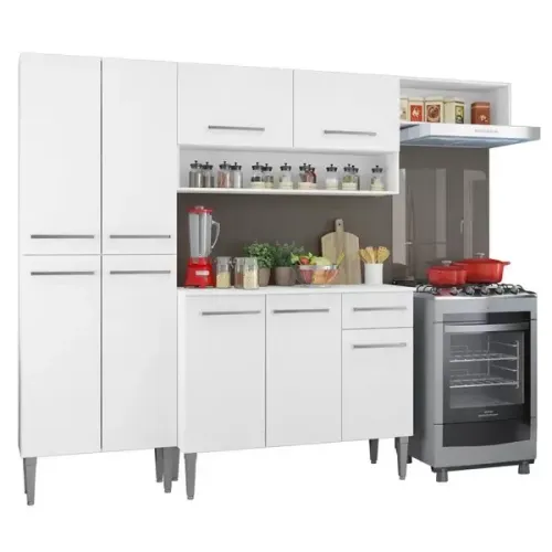 Conjunto de armários de cozinha branco - 229cm