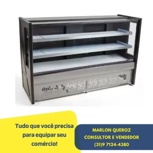 Balcao Refrigerado 2,0M Polar Preto c/ Frente Inox
