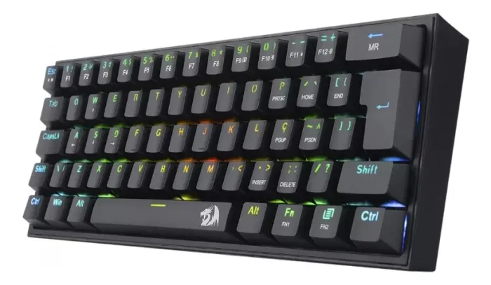 Teclado Mecânico Redragon Fizz Pro Wireless 60% Preto Brown Idioma Português Brasil