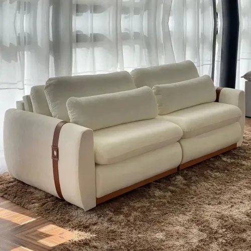 Sofá 4 Lugares Retrátil e Reclinável Tecido Linho 230cm p665