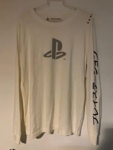 Camiseta de algodão playstation manga longa branco Tamanho M