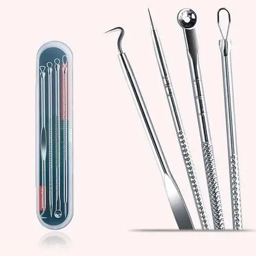 Kit de ferramentas tirar cravos acnes e espinhas em aço inoxidável