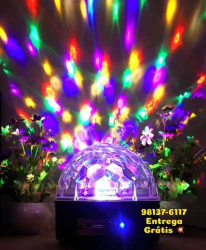 Globo Bola Maluca Magica Cristal 6 LED 18W RGB USB Iluminação Para Festa