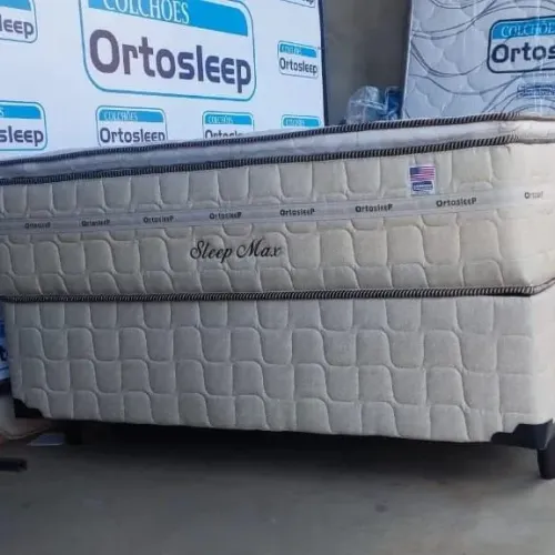 Cama casal com colchão sleep max alto e confortável
