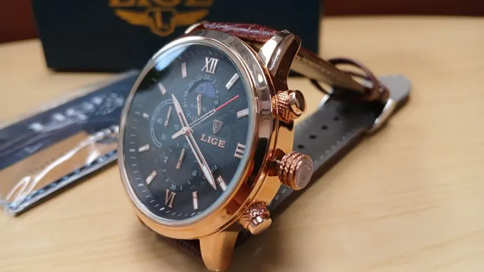 Relógio Masculino Social Funcional Fases da Lua