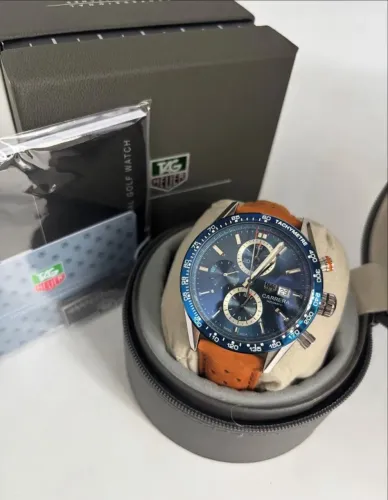 Relógio Tag Carrera Azul - Linha Premium com Caixa e Acessórios