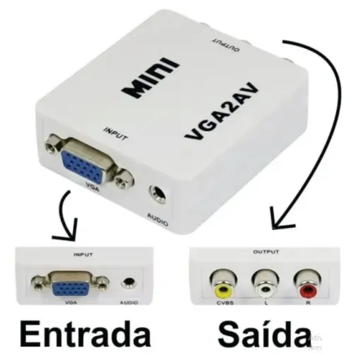 Mini Conversor Vga Para Av Rca Áudio E Vídeo - Vga2av