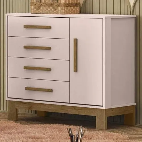 Cômoda Infantil Encanto Slim 1 Porta e 4 Gavetas