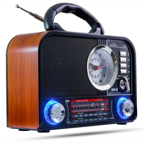 Radio Retrô  Vintagem FM/AM Bluetooth Usb Relógio despertador  acompanha cabo Energia