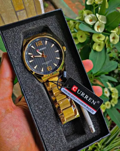 Relógio masculino Curren Dourado Original Entega gratis