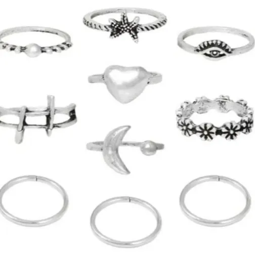 KIT COM 10 ANÉIS PANDORA VARIADOS - PALÁDIO