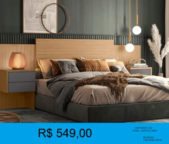 Cabeceira com mesa de cabeceira inclusa - Entrega e montagem inclusa