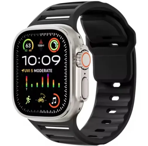 Pulseira Apple Watch Ultra de Silicone Alta Resistência Preta