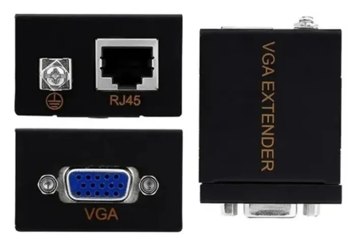 Extensor Conversor Vga Via Cabo Rede Rj45 Cat5e/6 Até 60m