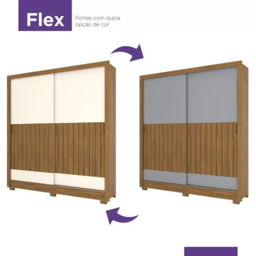 Guarda Roupa Casal B361 Ripado e Flex - Entrega e montagem grátis para Fortaleza