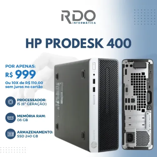 PC HP ProDesk 400 i5 6ª Geração 8GB SSD 240GB | Alto desempenho 