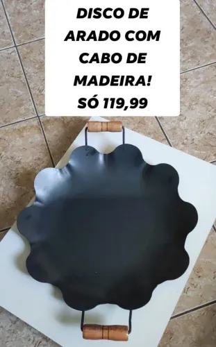 Disco de Arado Com Cabo de Madeira