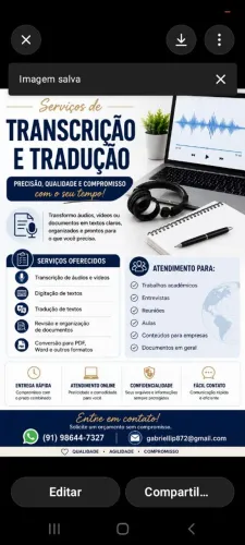 Transcrição e tradução de textos 