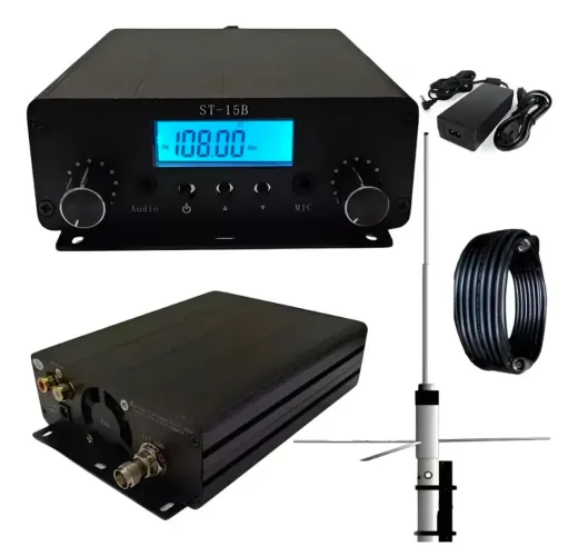 Transmissor para Rádio FM (ST-15B) | 15w Completo "envio imediato"