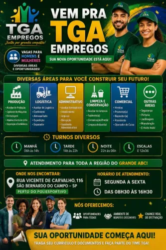 DIVERSAS VAGAS DE TRABALHO