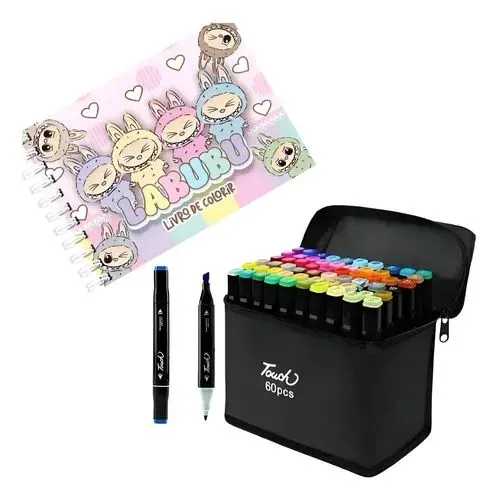 Livro de Colorir + Kit com 60 Canetas Coloridas - Criatividade e Diversão!**
