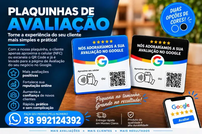 Plaquinha de Avaliação NFC e QR Code