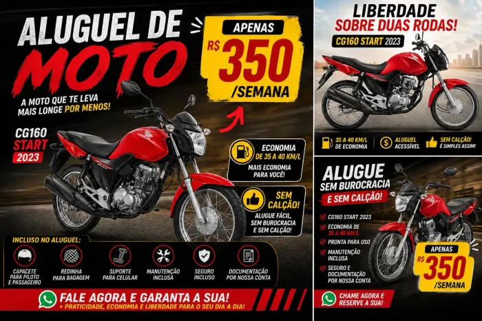 Aluguel de 160 para APP 350 a semana