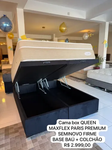 Cama box baú QUEEN MAXFLEX PARIS FIRME SEMINOVA TOP- ENTREGO
