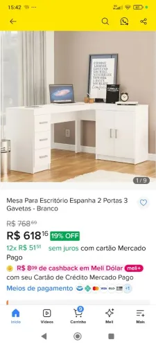 Escrivaninha em L entrego
