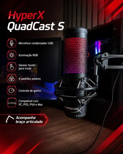 Microfone HyperX QuadCast S RGB