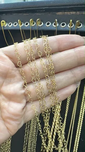 Cordão elo coração ouro 18k