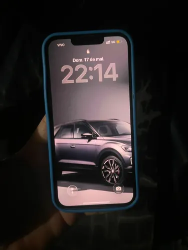 iPhone 14 azul bateria em 80%