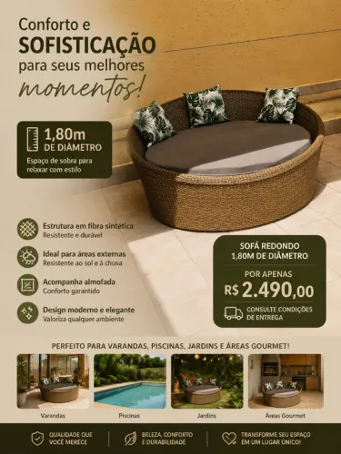 Sofa Chaise 1,80m Área Externa