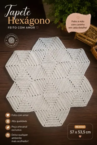 Tapete hexágono 57cm x 53,5 cm