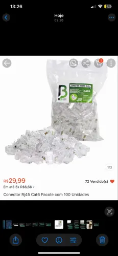 RJ 45 cat6 850 unidades 9 pacotes