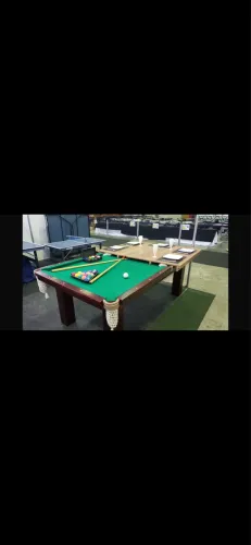 Mesa de jantar e sinuca 3 em 1 madeira pura ! Nova sem uso Troco algo de meu interesse !