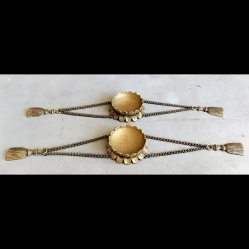 Par De Cinzeiros De Sofá Em Bronze indiano Decorado Pétalas Flores*