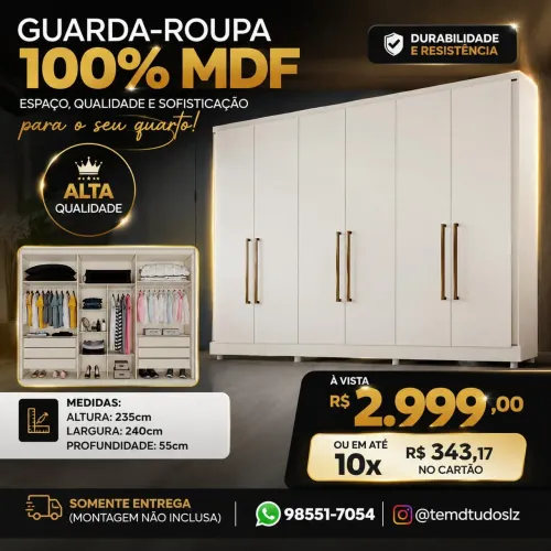 Guarda-roupa casal seis portas MDF