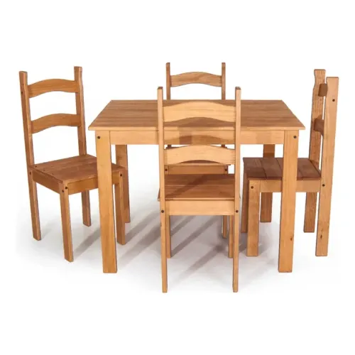 Mesa com 04 Cadeiras em Madeira Maciça