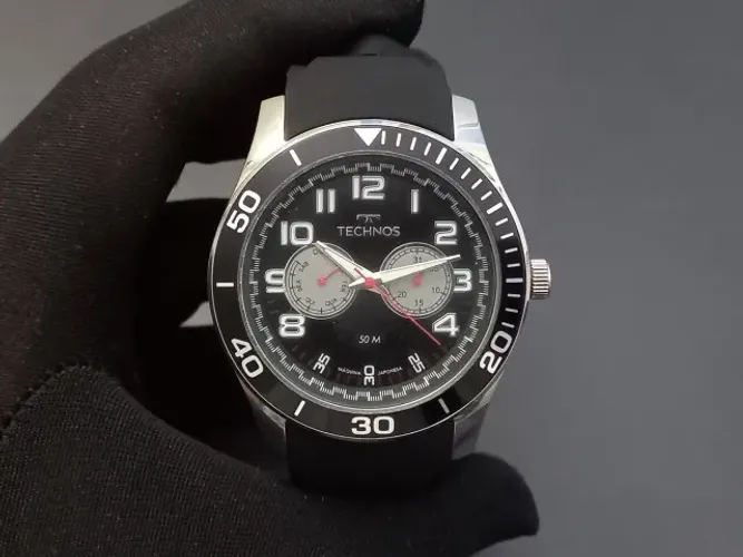 RELÓGIO TECHNOS RACER 6P PRATA WR50M BELO RELÓGIO EXCELENTE ESTADO