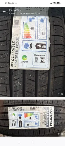 Vendo 2 Pneus Kumho Aro 17 Solus Ta31 215/55r17 94v Índice de velocidade V