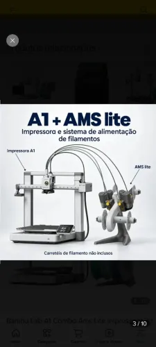 Impressora 3d Bambu Lab A1 Combo Com Ams Lite Até 4 Cores Área 256x256x256mm Multicor Fdm