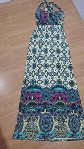 Vestido Lycra geométrico impecável Tam P