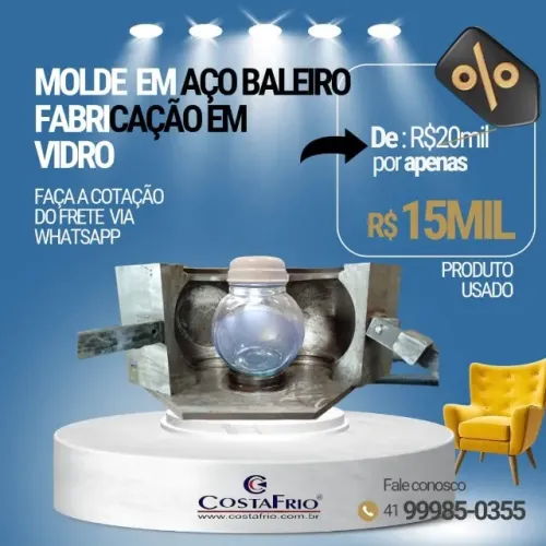 ### *Molde em Aço Baleeiro para Fabricação de Pote de Vidro - Produto Usado