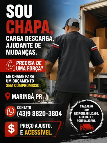 Olá, sou chapa ajudante de carga descarga. Ajudo em mudanças também. Precisa de uma força?