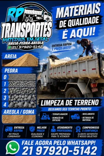 Areia/Pedra/Goma/Areola/Aterro/ Barro/Pó de Pedra/Bica Corrida/BGS/ Limpeza de terreno 